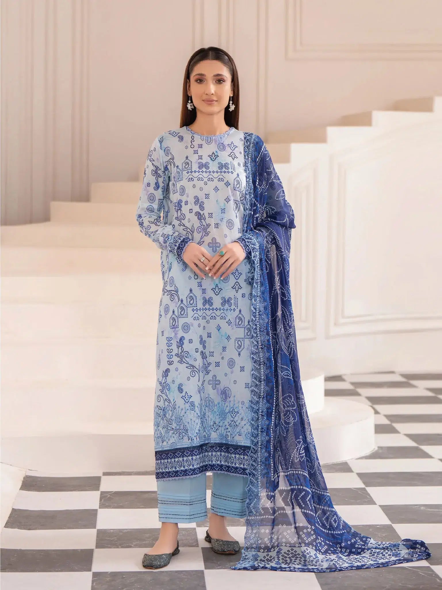 Unstitched lawn 3 piece By NORA